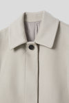 Eduardo Women Belted Wool-Cashmere Single-Breasted Mac Balmacaan Long Coat.- Ecru Gray