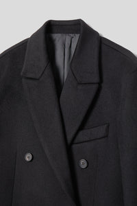 EDUARDO Notch Lapel Double Breasted Long Wool Cashmere Blend Women's Overcoat