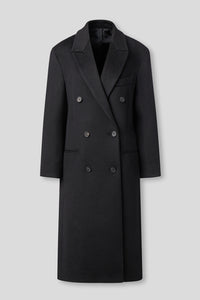 EDUARDO Notch Lapel Double Breasted Long Wool Cashmere Blend Women's Overcoat