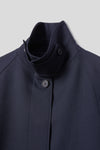 EDUARDO Trench Coat Women's Single-Breasted Belted Wool Blend with a Detachable Shirt Collar Flap- Dark Navy