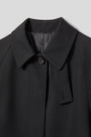 EDUARDO Trench Coat Women's Single-Breasted Belted Wool Blend with a Detachable Shirt Collar Flap.- Black