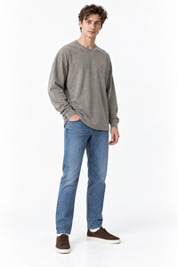 Men’s Oversized Pigment-Dyed Long-Sleeve T-Shirt with Ribbed Cuffs