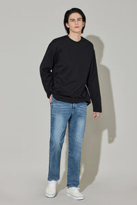 EDUARDO Men's T-Shirt Long-Sleeve Crew Neck Semi Over Relaxed Fit.