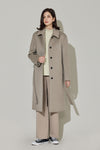 EDUARDO Women Belted Wool-Cashmere Single-Breasted Mac Balmacaan Long Coat.