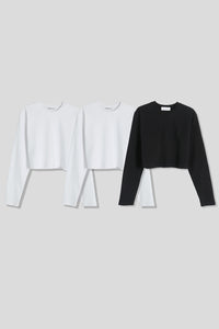 Women’s Normal Regular-Fit Cropped Long-Sleeve T-Shirt – Classic Multipack