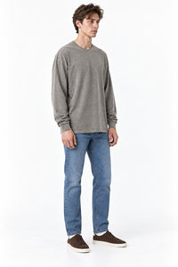 Men’s Oversized Pigment-Dyed Long-Sleeve T-Shirt with Ribbed Cuffs