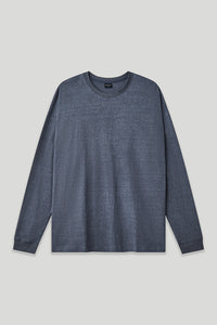 Men’s Oversized Pigment-Dyed Long-Sleeve T-Shirt with Ribbed Cuffs