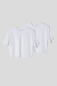 EDUARDO Women Normal Regular Fit Cropped Short-sleeved T-shirts 2-pack Set.