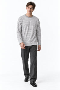 Men’s Semi-Oversized Striped Long-Sleeve T-Shirt