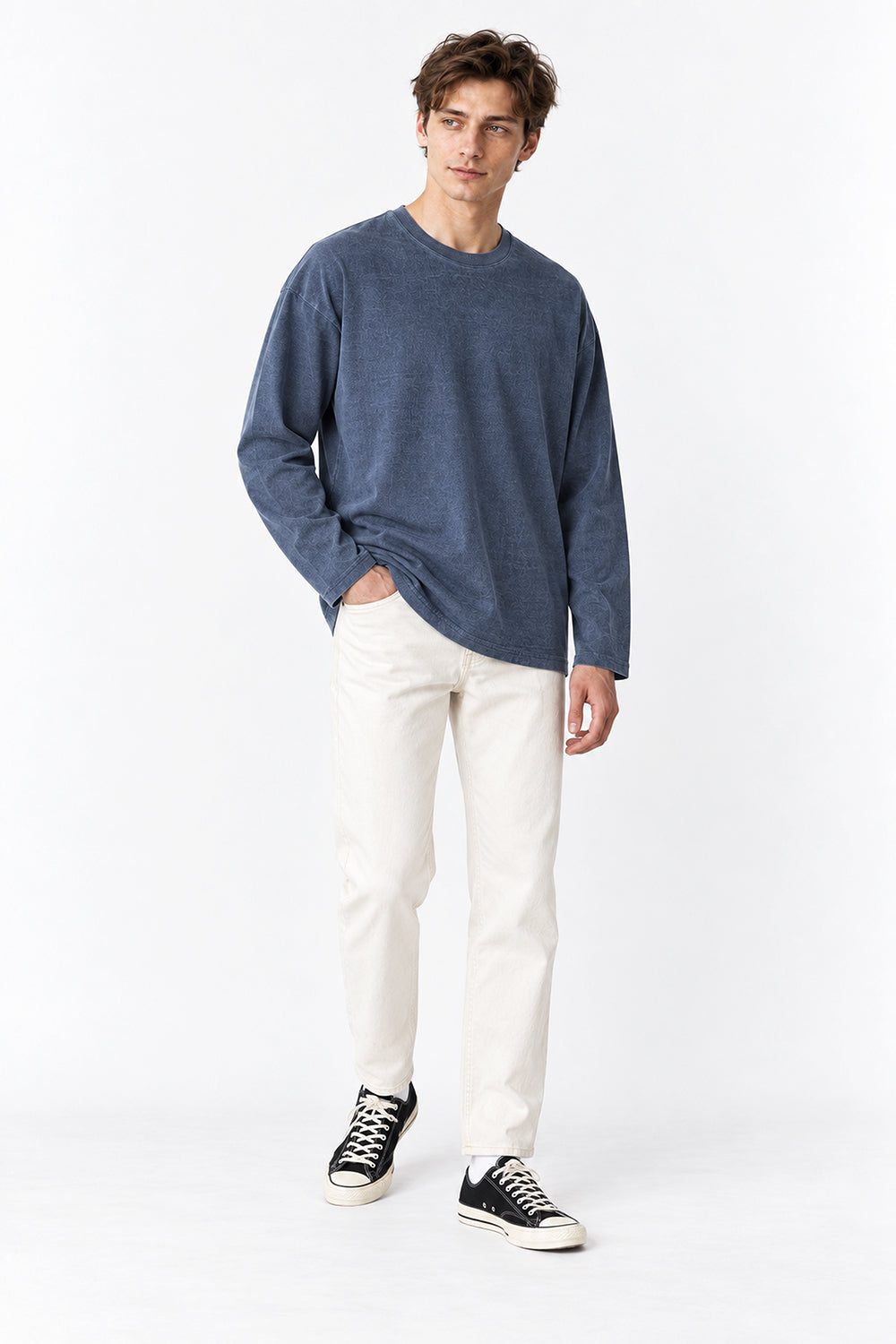 Men’s Oversized Pigment-Dyed Long-Sleeve T-Shirt