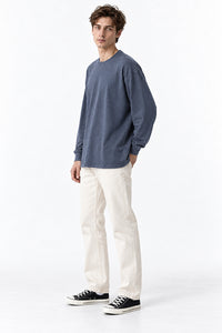 Men’s Oversized Pigment-Dyed Long-Sleeve T-Shirt with Ribbed Cuffs