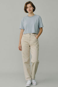 Women’s Semi-Oversized Pigment-Dyed Cropped Short-Sleeve T-Shirt