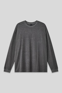 Men’s Oversized Pigment-Dyed Long-Sleeve T-Shirt with Ribbed Cuffs