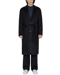 EDUARDO Men's Wool Cashmere Single Breasted Belted Classic Fit Overcoat.