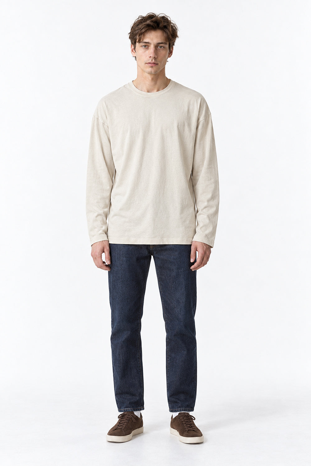 Men’s Oversized Pigment-Dyed Long-Sleeve T-Shirt