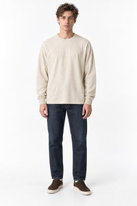 Men’s Oversized Pigment-Dyed Long-Sleeve T-Shirt with Ribbed Cuffs