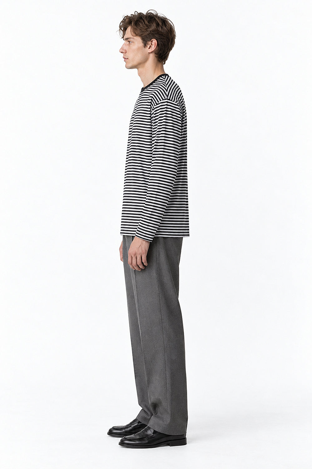 Men’s Semi-Oversized Striped Long-Sleeve T-Shirt