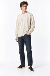 Men’s Oversized Pigment-Dyed Long-Sleeve T-Shirt with Ribbed Cuffs