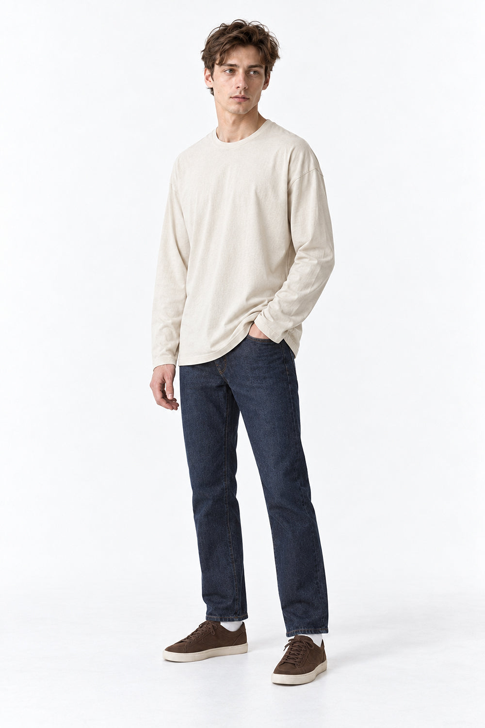 Men’s Oversized Pigment-Dyed Long-Sleeve T-Shirt