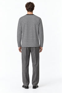 Men’s Semi-Oversized Striped Long-Sleeve T-Shirt
