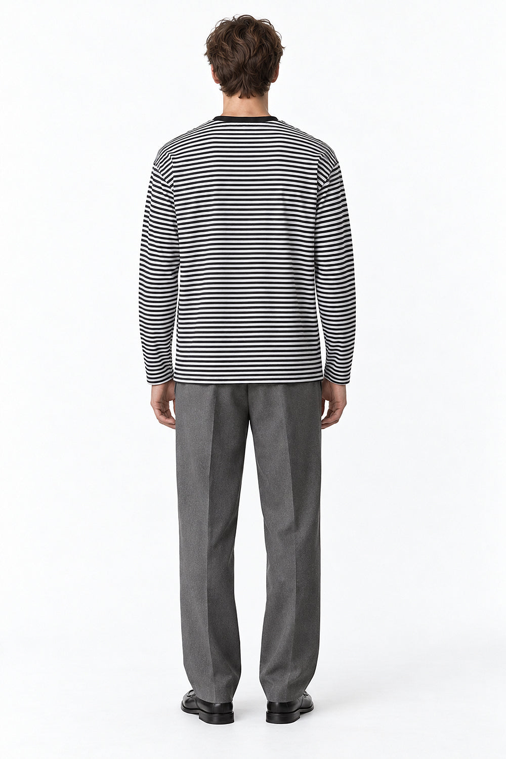 Men’s Semi-Oversized Striped Long-Sleeve T-Shirt