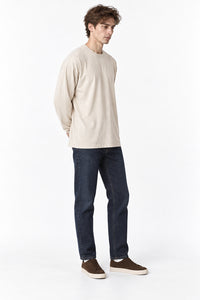 Men’s Oversized Pigment-Dyed Long-Sleeve T-Shirt with Ribbed Cuffs