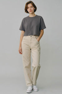 Women’s Semi-Oversized Pigment-Dyed Cropped Short-Sleeve T-Shirt