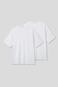 EDUARDO 2 Pack Men's Crew T-Shirt, Cotton Modal, Multipack, Semi Over Fit Short Sleeves
