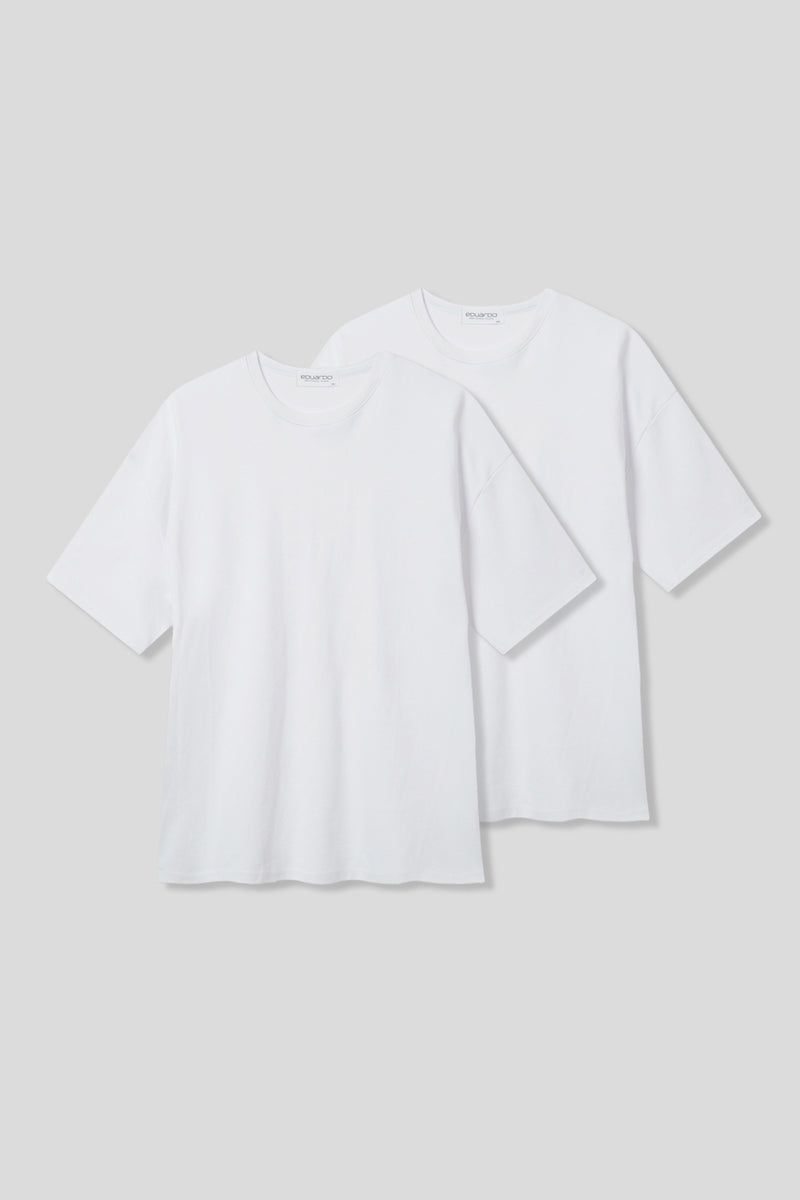 EDUARDO 2 Pack Men's Crew T-Shirt, Cotton Modal, Anyone Over Fit Short Sleeves Multipack.