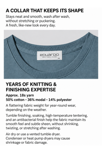 Easy fabric composition, collar construction and care
