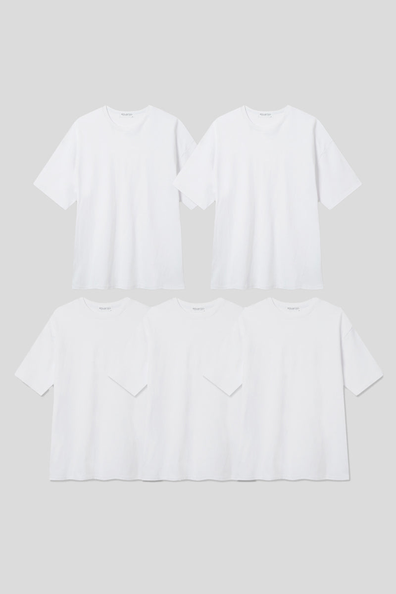 EDUARDO Women's Semi Over Fit Cotton Modal Blend Short Sleeve T-Shirt Easy Set, 5-pack.