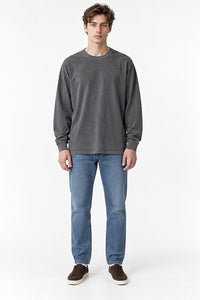 Men’s Oversized Pigment-Dyed Long-Sleeve T-Shirt with Ribbed Cuffs
