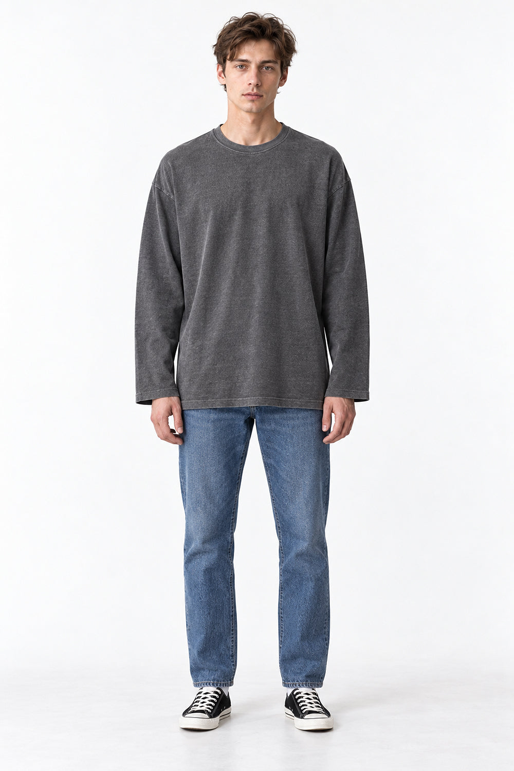 Men’s Oversized Pigment-Dyed Long-Sleeve T-Shirt