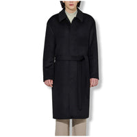 EDUARDO Men Single-Breasted Belted Cashmere Mac Balmacaan Long Coat.