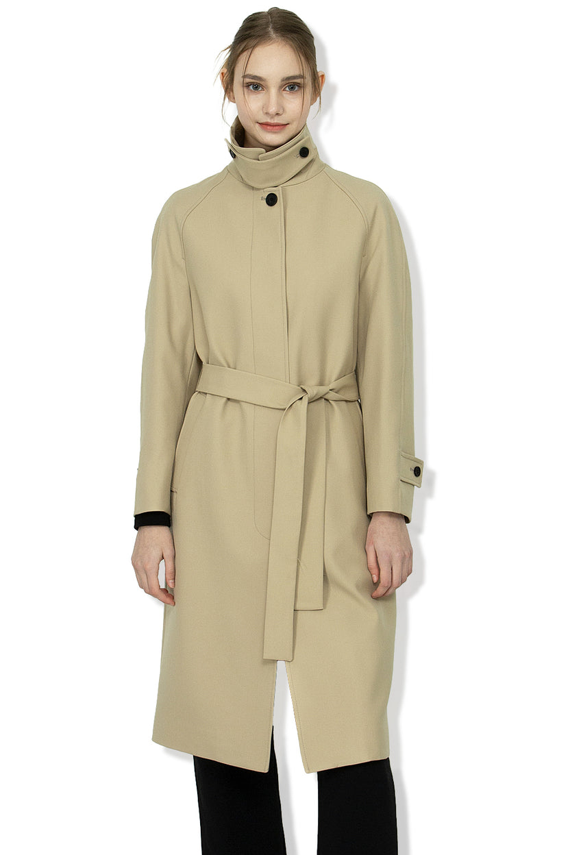 Single Brested Belted Long Trench Coat main image 0