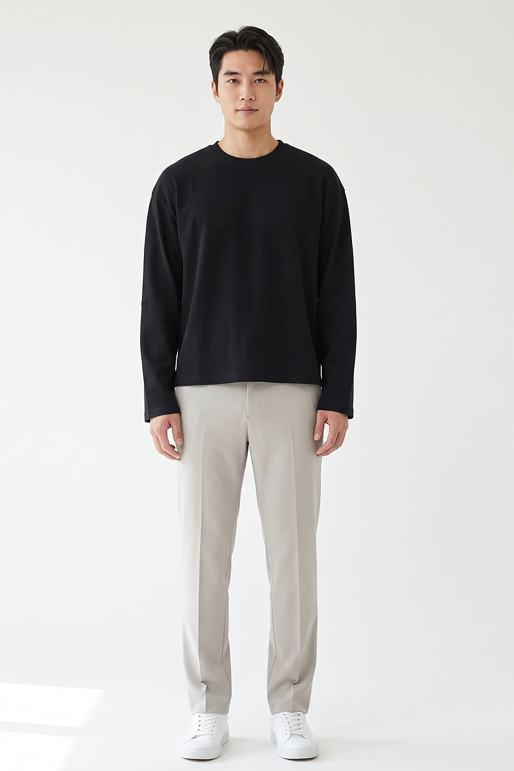 Men’s Relax Semi-Oversized Cropped Long-Sleeve T-Shirt – Classic Multipack