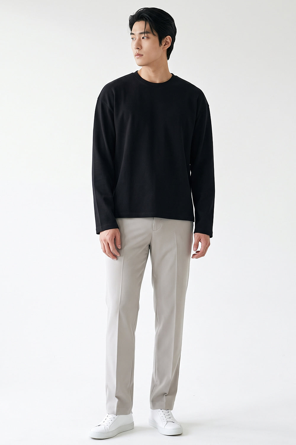 Men’s Relax Semi-Oversized Cropped Long-Sleeve T-Shirt – Classic Multipack
