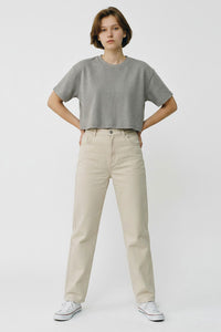 Women’s Semi-Oversized Pigment-Dyed Cropped Short-Sleeve T-Shirt