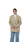 EDUARDO Double-Breasted Notched Lapel Oversized Wool Blend Women's Jacket.