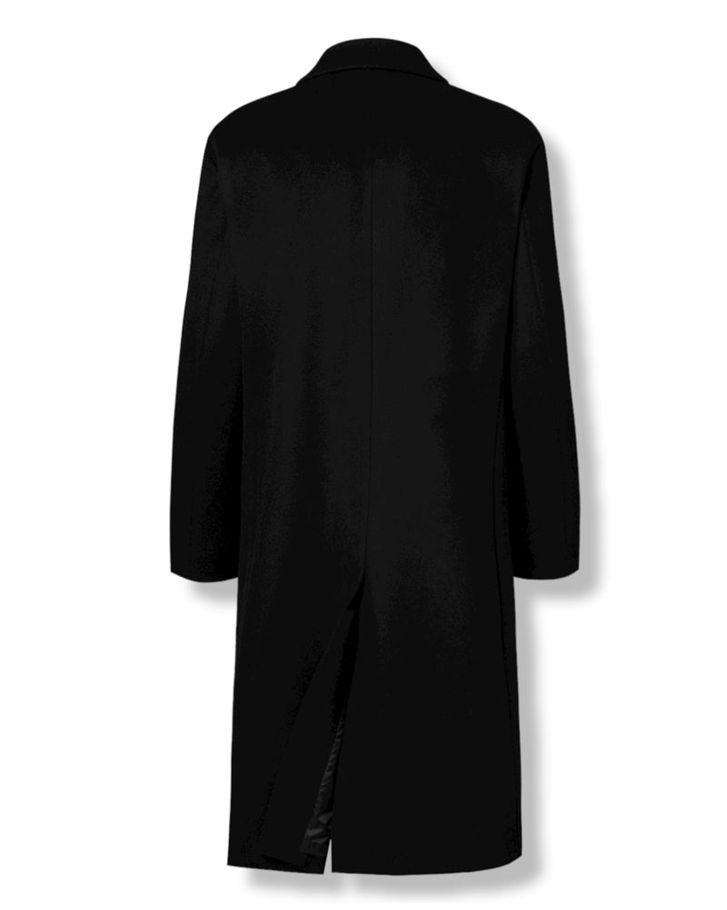 Eduardo Men Chesterfield Long Overcoat Wool & Cashmere Warm Winter Single Breasted Coat
