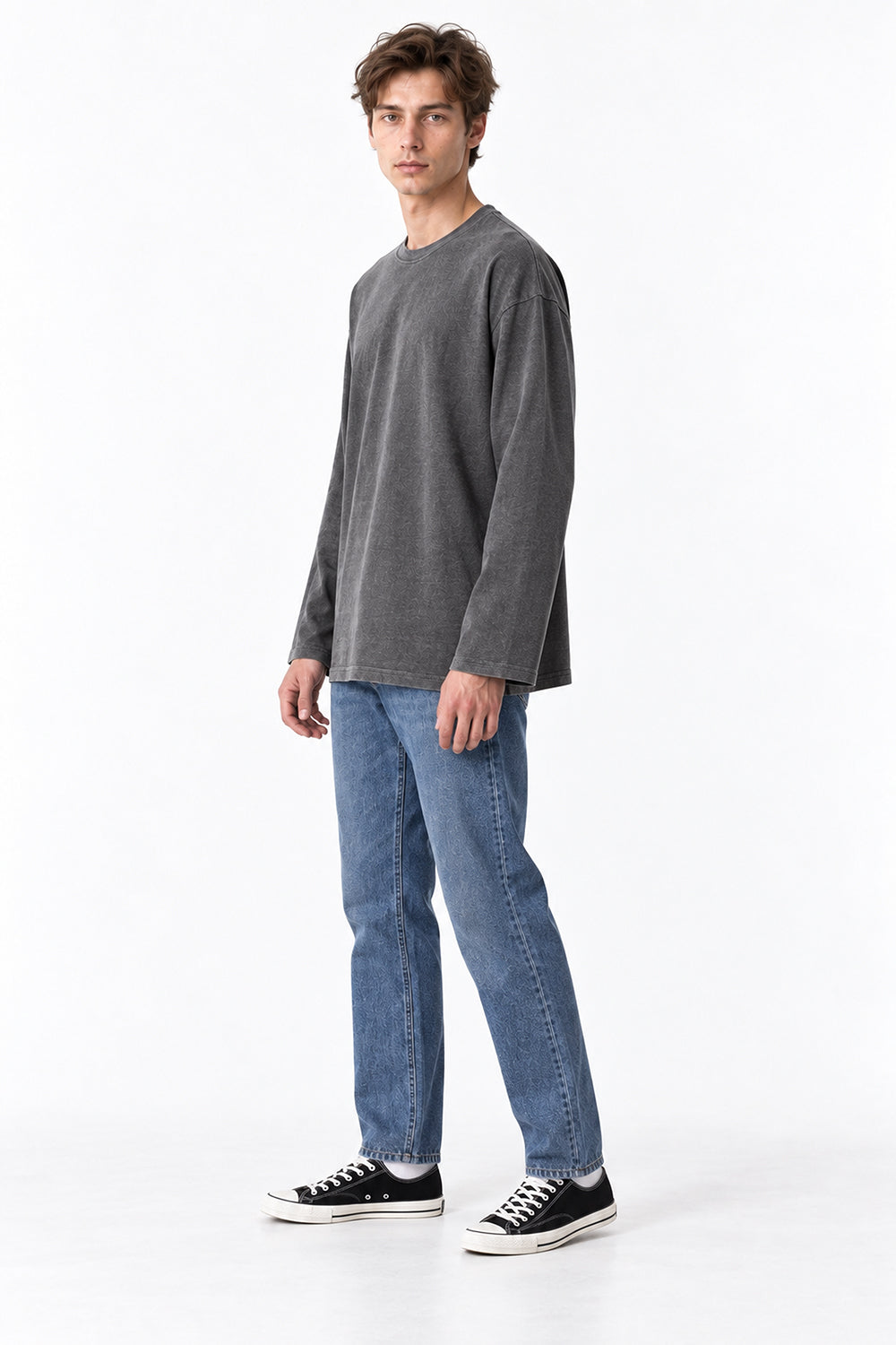 Men’s Oversized Pigment-Dyed Long-Sleeve T-Shirt