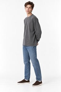 Men’s Oversized Pigment-Dyed Long-Sleeve T-Shirt with Ribbed Cuffs