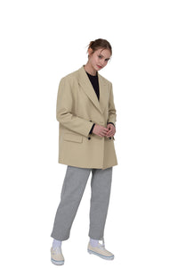 EDUARDO Double-Breasted Notched Lapel Oversized Wool Blend Women's Jacket.