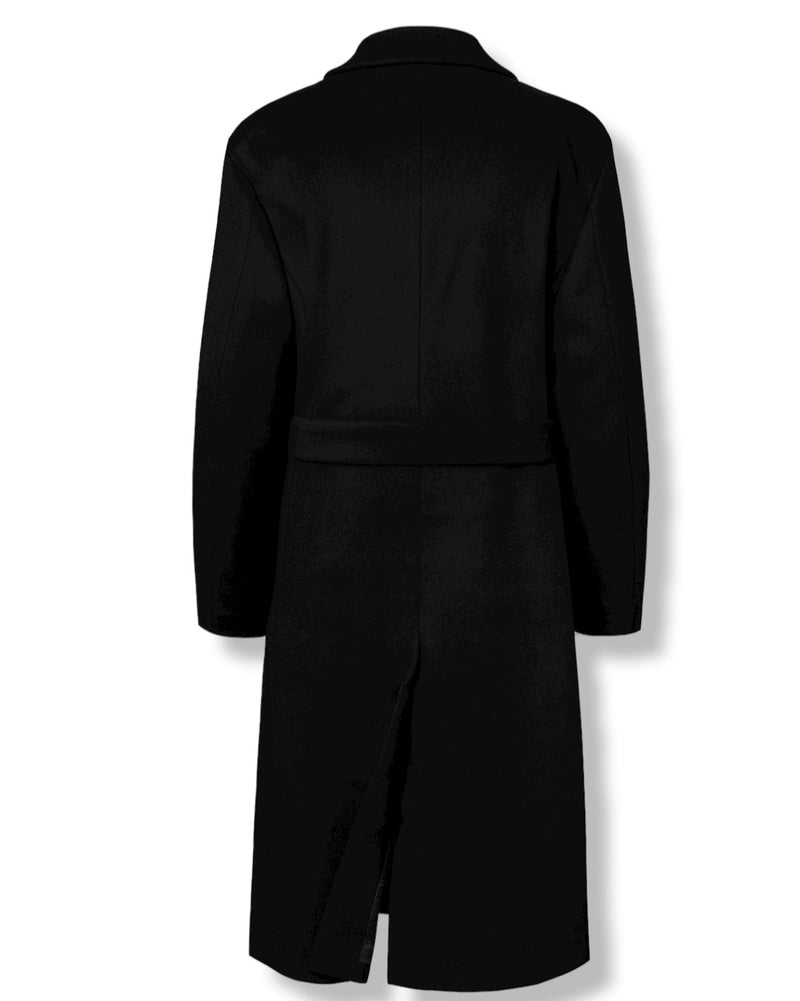 EDUARDO Men's Wool Cashmere Single Breasted Belted Classic Fit Overcoat.