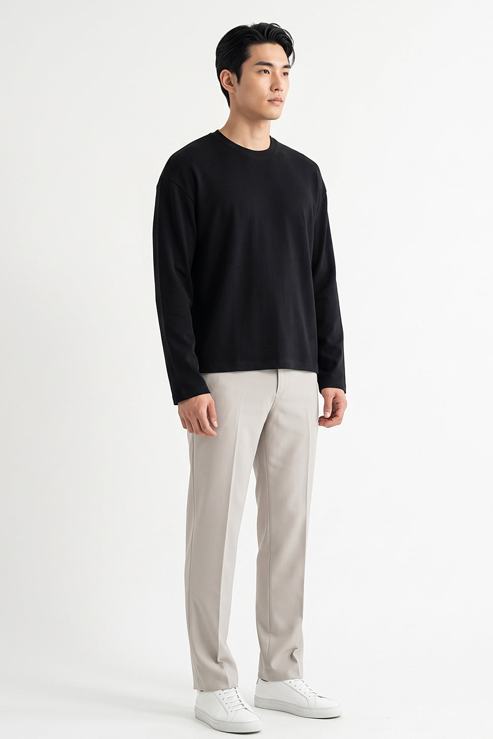 Men’s Relax Semi-Oversized Cropped Long-Sleeve T-Shirt – Classic Multipack