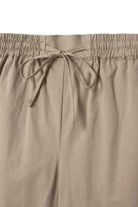 EDUARDO Women's Banding Elastic Waist Drawstring Cotton Pants with Pockets.