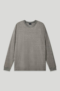 Men’s Oversized Pigment-Dyed Long-Sleeve T-Shirt with Ribbed Cuffs