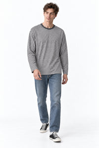 Men’s Semi-Oversized Striped Long-Sleeve T-Shirt
