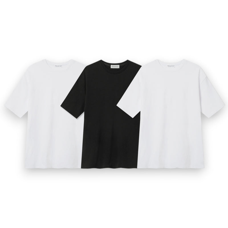 EDUARDO Men's Relaxed semi-overfit short-sleeved t-shirt multipack 3 pcs [Black/White]