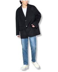 EDUARDO Wool Blend Pea coat Classic Single-Breasted Notch Lapel for Men and Women.